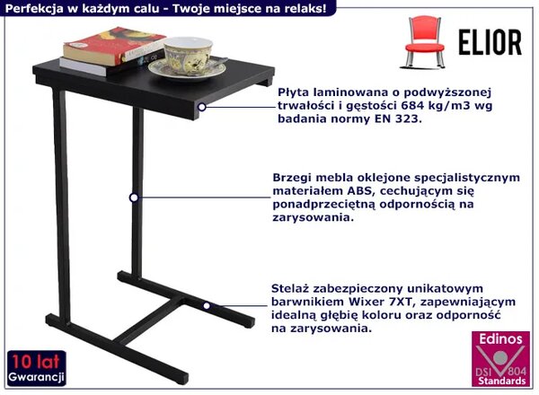 Czarny wysoki stolik pomocniczy B1-H49
