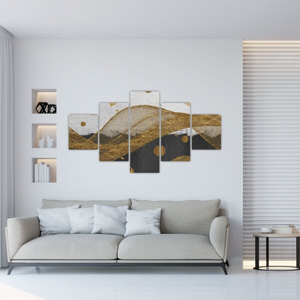 Obraz - Złote piórka (125x70 cm)