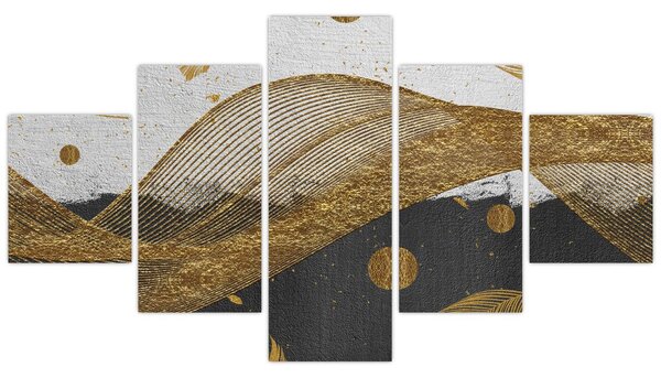 Obraz - Złote piórka (125x70 cm)