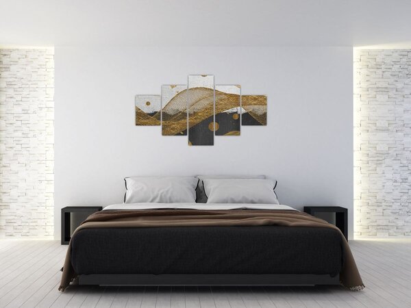 Obraz - Złote piórka (125x70 cm)