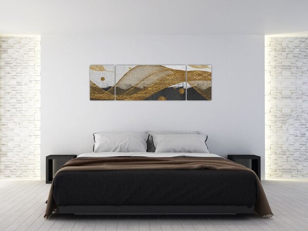 Obraz - Złote piórka (170x50 cm)
