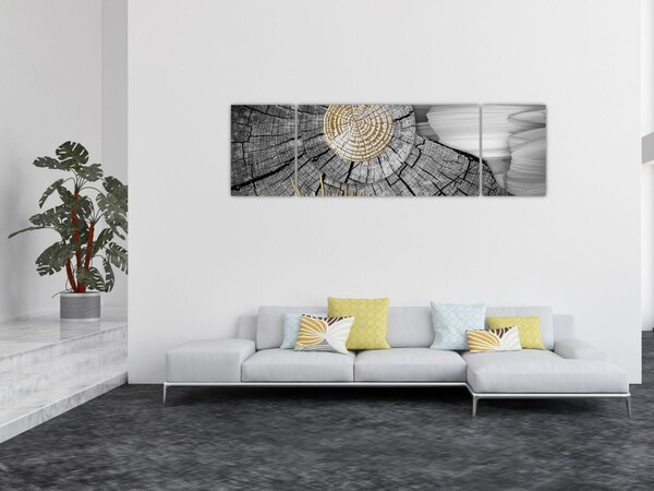 Obraz - Pień drzewa w kolażu (170x50 cm)