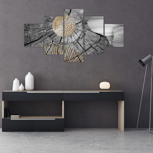 Obraz - Pień drzewa w kolażu (125x70 cm)