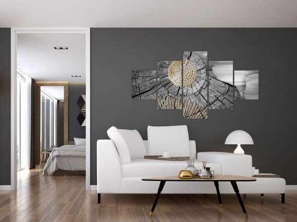 Obraz - Pień drzewa w kolażu (125x70 cm)