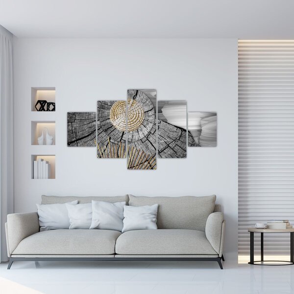 Obraz - Pień drzewa w kolażu (125x70 cm)