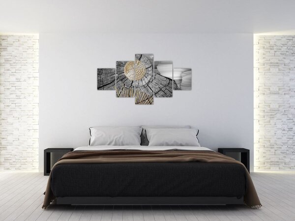 Obraz - Pień drzewa w kolażu (125x70 cm)