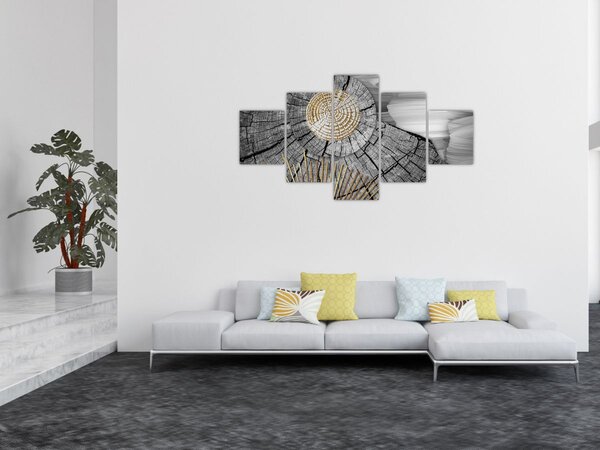 Obraz - Pień drzewa w kolażu (125x70 cm)