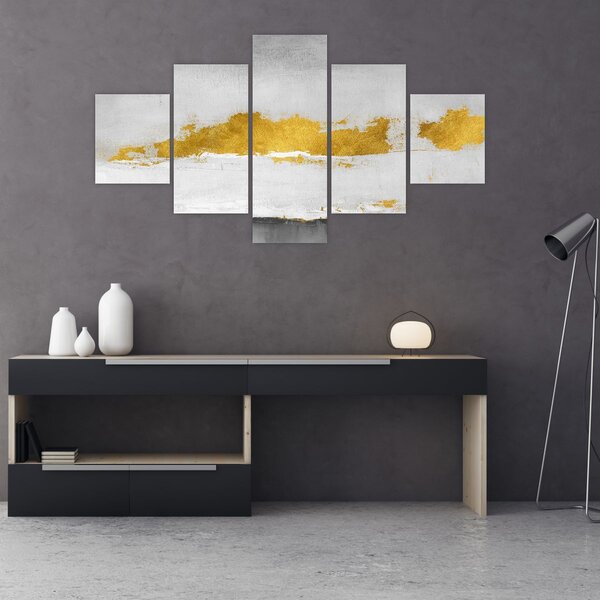 Obraz - Złote i szare pociągnięcia (125x70 cm)