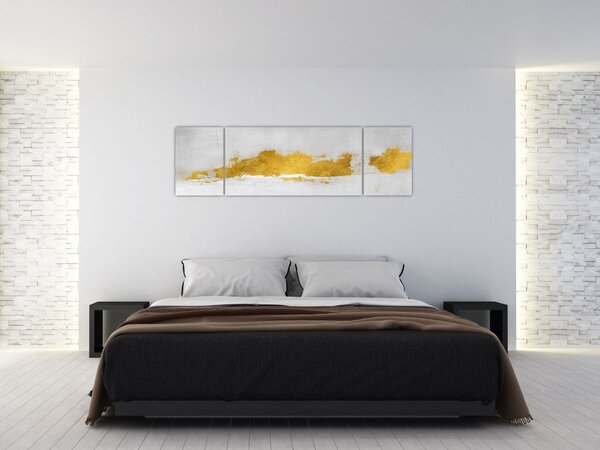 Obraz - Złote i szare pociągnięcia (170x50 cm)