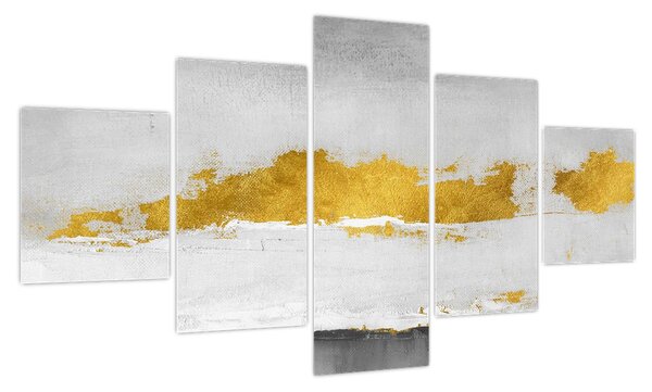Obraz - Złote i szare pociągnięcia (125x70 cm)