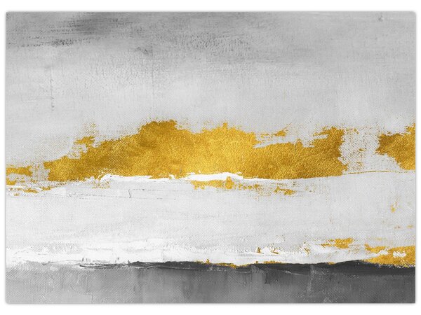 Obraz - Złote i szare pociągnięcia (70x50 cm)