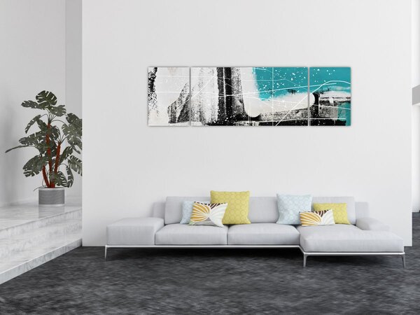 Obraz - Turkusowa abstrakcja (170x50 cm)