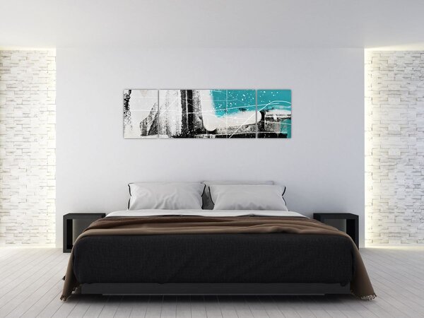 Obraz - Turkusowa abstrakcja (170x50 cm)