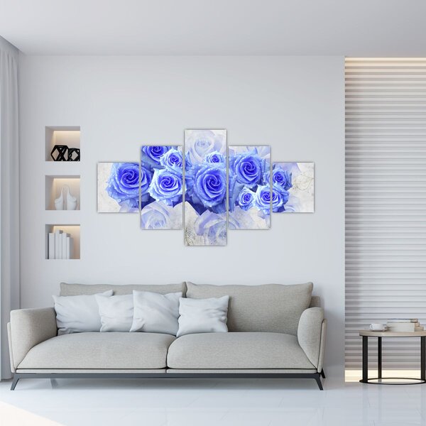 Obraz - Niebieskie róże (125x70 cm)