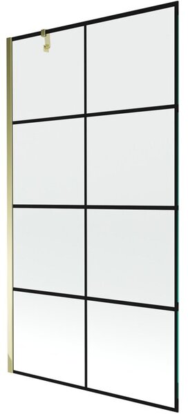 Mexen Next parawan nawannowy 1-skrzydłowy 100 x 150 cm, czarna kratka, złoty - 895-100-000-00-77-50