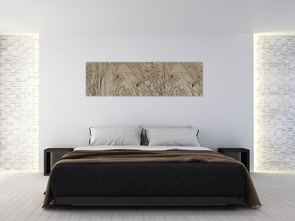 Obraz - Kontury roślin (170x50 cm)