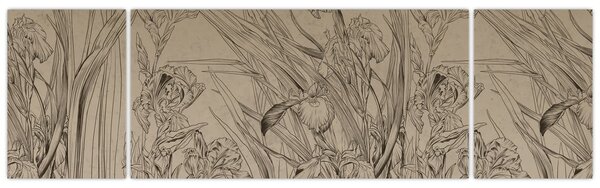 Obraz - Kontury roślin (170x50 cm)