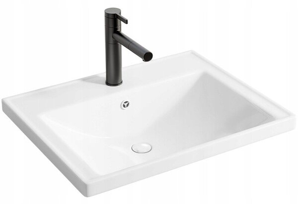 Umywalka ceramiczna biała meblowa wpuszczana w blat prostokątna 52 x 41 cm