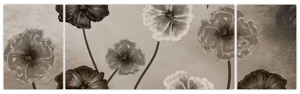 Obraz - Rysowane kwiaty (170x50 cm)