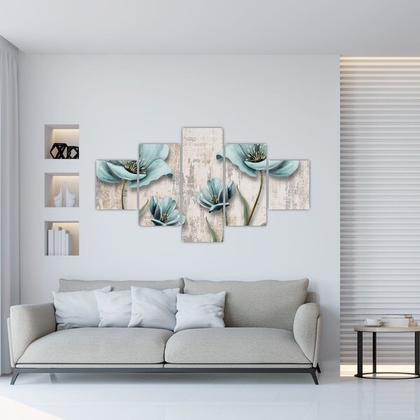 Obraz - Kwiaty na teksturze (125x70 cm)