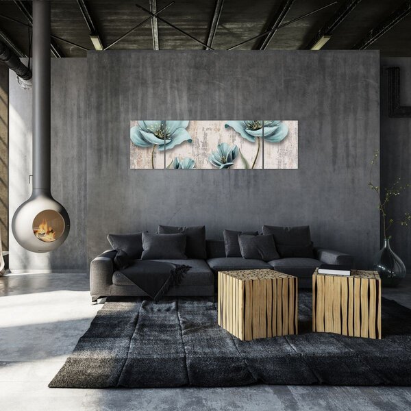 Obraz - Kwiaty na teksturze (170x50 cm)