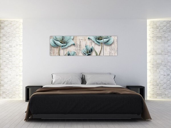 Obraz - Kwiaty na teksturze (170x50 cm)