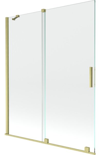 Mexen Velar parawan nawannowy 2-skrzydłowy rozsuwany 140 x 150 cm, transparent, złoty szczotkowany - 896-140-000-01-55