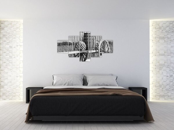 Obraz - Przyczepka, czarno - biały (125x70 cm)