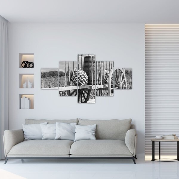 Obraz - Przyczepka, czarno - biały (125x70 cm)