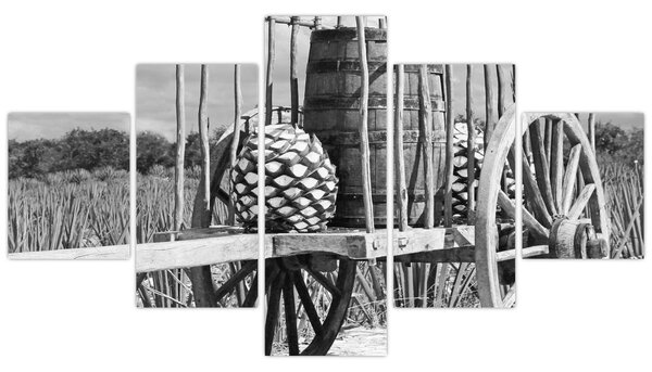 Obraz - Przyczepka, czarno - biały (125x70 cm)