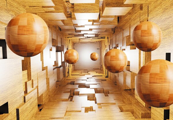Fototapeta - 3D drewniany motyw (196x136 cm)