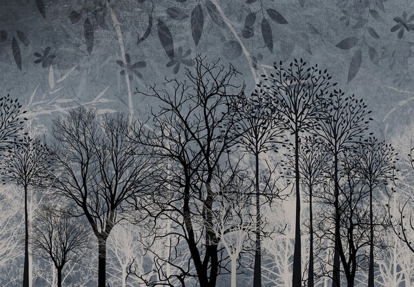 Fototapeta - Drzewa na niebieskim tle (196x136 cm)