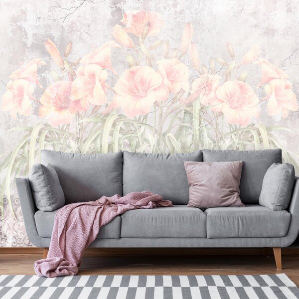 Fototapeta - Kwiaty w ścianie (196x136 cm)