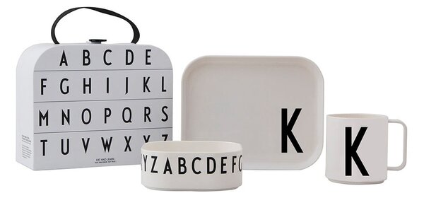 3-częściowy zestaw naczyń dla dzieci z kuferkiem Design Letters Classics K