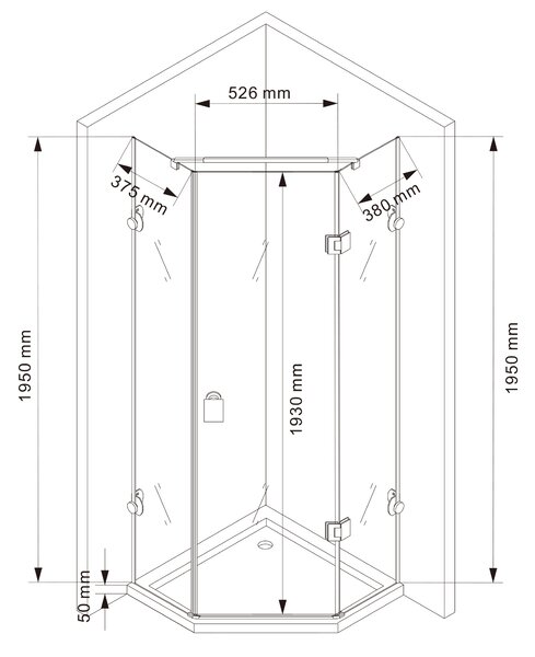 Kabina prysznicowa narożna EX415 - szkło NANO - 80x80x195 cm