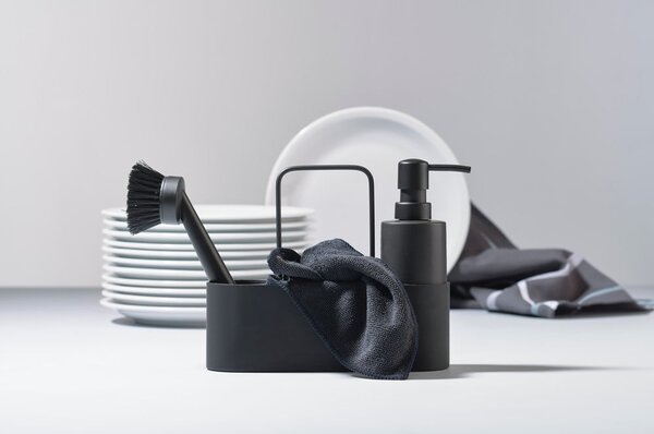 Czarny plastikowy/silikonowy stojak na akcesoria do mycia naczyń Singles – Zone