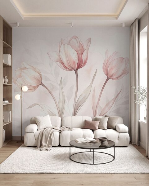 Fototapety Delikatne tulipany w stylu akwarelowym, Fototapety Kwiaty, w10005 : Uwalls.pl
