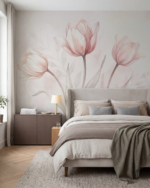 Fototapety Delikatne tulipany w stylu akwarelowym, Fototapety Kwiaty, w10005 : Uwalls.pl