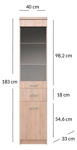Wysoka witryna dąb sonoma T9-H24