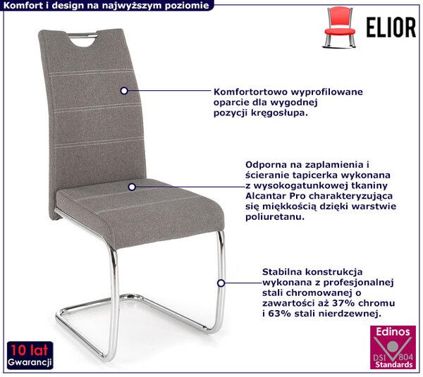 Popielate nowoczesne krzesło na płozach C4-L86