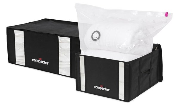 Tekstylne pojemniki do przechowywania ubrań zestaw 2 szt. próżniowe/usztywniane 50x65x27 cm Black Edition – Compactor