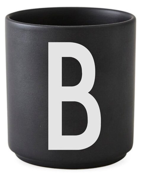 Czarny porcelanowy kubek Design Letters Alphabet B, 250 ml