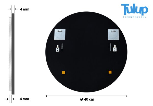 Lustro okrągłe czarna ramka fi 40 cm Czarny