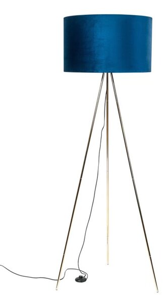 Lampa stojąca podłogowa trójnóg złoty niebieski abażur 155 cm 1xE27 40W INGA Zuma Line