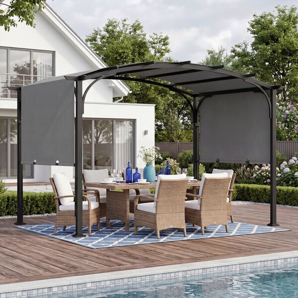 Pergola ogrodowa z regulowanym dachem przesuwnym