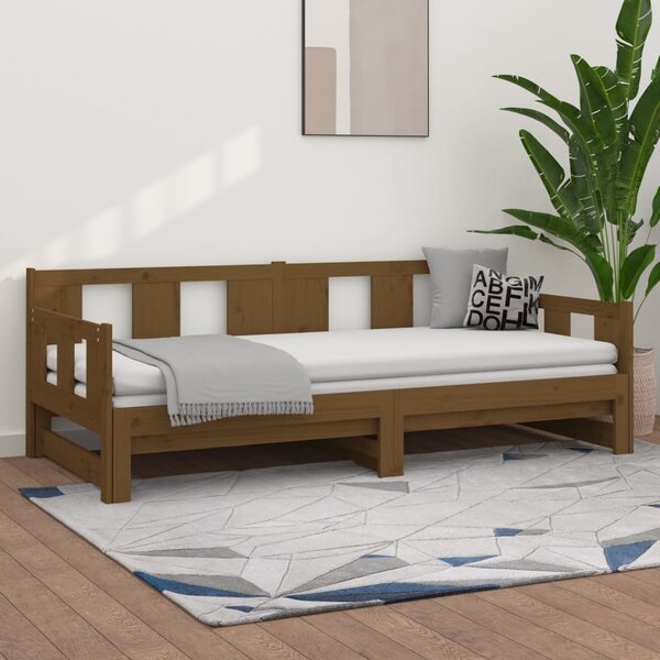 Łóżko rozsuwane, miodowy brąz, drewno sosnowe, 2x(80x200) cm
