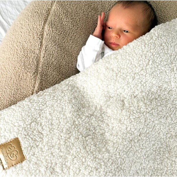 Kremowy koc dziecięcy z materiału sherpa 100x77 cm – Meowbaby