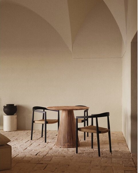Okrągły stół z litego drewna tekowego ø 90 cm Jeanette – Kave Home