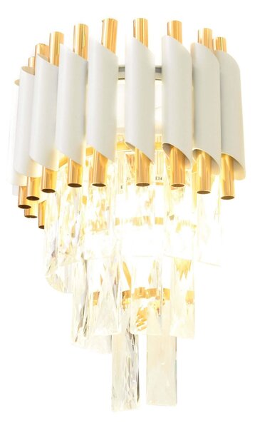 Lumina Deco Lampa Ścienna Kinkiet Kryształowy Biało-Złoty Mazini W2