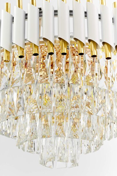 LAMPA WISZĄCA ŻYRANDOL KRYSZTAŁOWY BIAŁO-ZŁOTY MAZINI D50